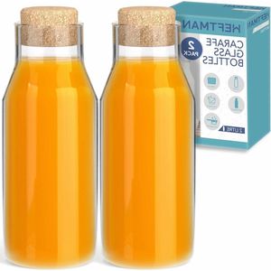 Decanter - 2 Litre Glass Bottles with Cork Lid for Hot and Cold Drinks