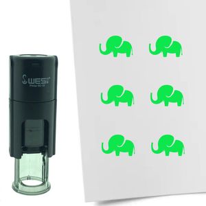 CombiCraft Stempel Olifant 10mm rond - groene inkt