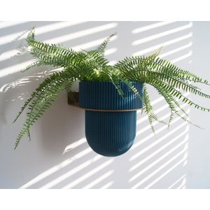 STERKSTAEL Flora S Eco Pot Petrol Green - bloempothouder - kleur houder goud - kleur pot donkergroen - inclusief bloempot ø12cm - poedercoating - staal