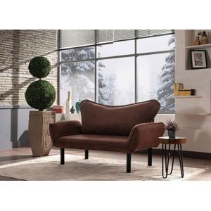 Asir - bankbed - slaapbank - Sofa - 2-zitplaatsen - Bruin - 140 x 65 x 70 cm