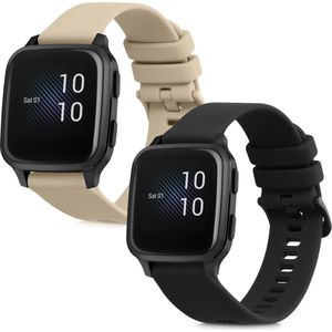 kwmobile 2x armband geschikt voor Garmin Venu Sq Music / Sq - Bandjes voor fitnesstracker in zwart / beige