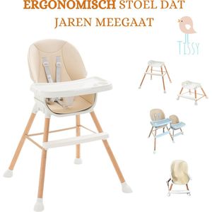 Tissy - Kinder eetstoel - Meegroei stoel - Innovatieve stoel - Ergonomisch - Kinderkruk - Eetstoel - Stoel - Clikk kinderstoel - Kinderstoelen - Moderne Design Kinderstoel - Krukje - Beige kleur