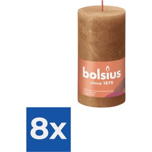 Bolsius Stompkaars Spice Brown Ø68 mm - Hoogte 13 cm - Kaneel - 60 Branduren - Voordeelverpakking 8 stuks