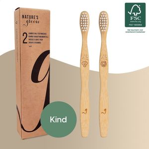 NATURE’S groove® Bamboe Kindertandenborstels - 2 Stuks - Handtandenborstel - Houten Tandenborstel - Baby - Handmatig
