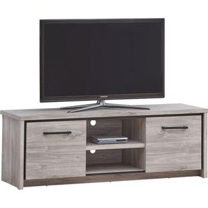 Belfurn - Elias Tv-meubel in grijze eik met zwarte sierstrip