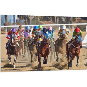 WallClassics - Vlag - Paarden Race - 120x80 cm Foto op Polyester Vlag