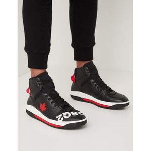 Dsquared2 Barkley sneaker met logo van kalfsleren details - Zwart - Maat 40