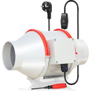 Stille Buisventilator 100 mm - Inline Kanaalventilator voor Badkamer, Kantoor en Keuken met 2 Versnellingen
