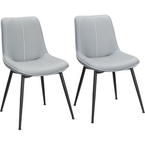 Rootz Dove Grey Eetkamerstoelen - Keukenstoelen - Gestoffeerde stoelen - Ergonomisch ontwerp - Multiplex en stalen constructie - 56 cm x 50 cm x 81 cm