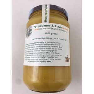 Honingland : Zonnebloem & Klaverhoning , Miel de tournesol & trèfle ( crème ) 1000 gram