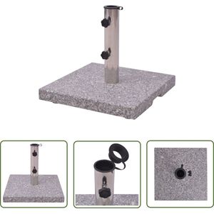 vidaXL Granieten Parasolvoet - Parasolvoet - Parasolvoet Graniet 20 kg vierkant - Parasolvoet Grijs - Tuinset - Terrassenset