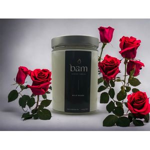 BAM kaarsen - wilde rozen - 100 branduren - geurkaars - kaars op basis van zonnebloemwas - moederdag - cadeau - vegan