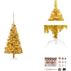 vidaXL Kunstkerstboom Goud 150 cm - LED-verlichting - PET - Stalen poten - USB-aansluiting - Decoratieve kerstboom
