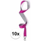 10 keycords roze/grijs 2 x 50 cm - lanyards