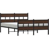 vidaXL - Bedframe - zonder - matras - metaal - bruin - eikenkleurig - 150x200 - cm