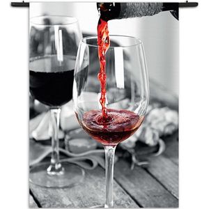 Velours Wandkleed Red Red Wine 02 Rechthoek Verticaal XL (210 X 150 CM) - Wandkleden - Met roedes
