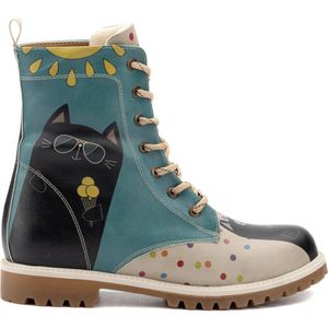 GOBY - Colourfull Cat - Boots - Laars - Laarzen - Damesboots - Dames laarzen - Longboots - Handmade - Dierenprint - Maat 41