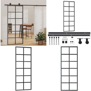 vidaXL Schuifdeur met beslag 76x205 cm aluminium en ESG-glas - Schuifdeur - Schuifdeuren - Glijdeur - Glijdeuren