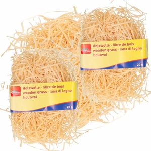 8x zakjes naturel kleur houtwol 20 gram vulmateriaal/vulling - Vulmateriaal voor wijnkisten, cadeauverpakkingen en fruitmanden