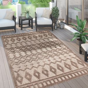 Paco Home Vloerkleed Tapijt Voor Binnen En Buiten Terras Keuken Scandinavisch Eenkleurig 200 cm Rund