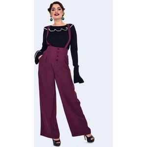 Voodoo Vixen - Purple High Waisted Suspender Wijde broek - XS - Paars