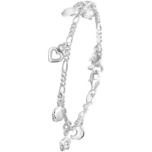 Lucardi Meisjes Armbandje met hanger met plating - Hart - Cadeau - Echt Zilver - Zilverkleurig