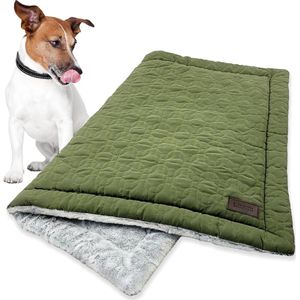 Hondendeken, 85 x 63 cm, knuffeldeken voor honden en katten, omkeerbare deken, pluizig en gewatteerd, hondenmat, groen, knuffeldeken voor hondenbed, deken, wasbaar