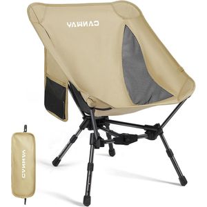 Opvouwbare ultralichte campingstoel - kleine pakmaat - draagvermogen 180 kg - beige strandstoel strandstoel opvouwbaar