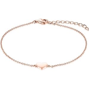 GISSER Jewels B1016R - Hart Armband met Anker schakel Zilver 925 Rosegoud Verguld - 7mm Breed - Lengte 17+3cm