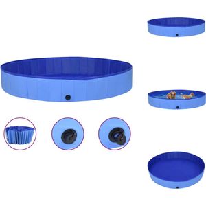 vidaXL Hondenzwembad - Blauw PVC - 300 x 40 cm (ø x H) - Verkoelingsparadijs met anti-slip - Opvouwbaar en duurzaam - Geschikt voor binnen en buiten - Geen pomp nodig - Speelgoed voor dieren