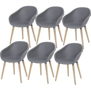 AVH-Collectie - Swan Dining Kuipstoel - Grijs - Kunststof - Set van 6