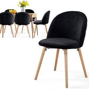 Trend24 Eetkamerstoelen set van 6 - Stoelen eetkamer - Stoelen set van 6 - Stoelen 6 stuks - Stof - Beukenhout - Zwart