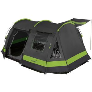 Skandika Kambo 4 Tent – Tunneltenten – Campingtent – Voor 4 personen – 3 ingangen - Tunneltent – Muggengaas – 1 slaapcabine – 420 x 275 x 165 cm (L x B x H) - 3000 mm waterkolom – Outdoor, Camping, Tuin – Kamperen – groen/antraciet