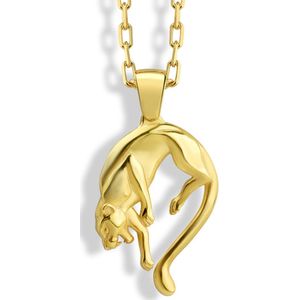 Panther hanger ketting voor kat minnaar gift Gold Polished 24 inches