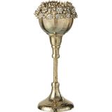 J-line - Theelichthouder Viane Metaal/glas Goud/brons Small - 8x5.7x23cm