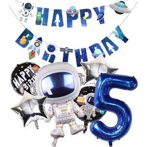 Cijfer Ballon 5 - Ruimte - Space - Raket - Astronaut - Slinger - Ballonnen - Galaxy - Happy Birthday Slinger - Snoes