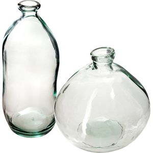 Atmosphera bloemenvazen set - 2x - Organische fles vorm - helder transparant glas