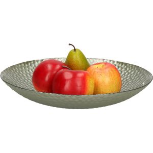 Decoratie schaal/fruitschaal - groen - glas - D30 cm - rond