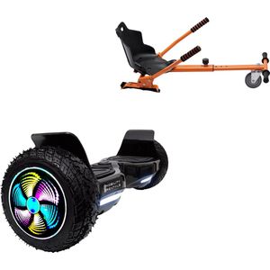 E-Mobility Rentals Hoverboard Met Hoverkart Oranje - SUV Zwart - Verlengde Afstand - 8.5'' Wielen - Oxboard - 15kmh - Bluetooth Speakers - LED Verlichting - UL2272 Gecertificeerd - Anti lek banden - Cadeau voor Kinderen, Tieners en Volwassenen