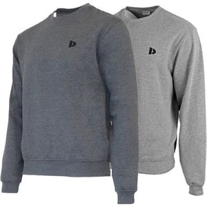 2 Pack Donnay - Fleece sweater ronde hals - Dean - Heren - Maat S - Charcoal & Silver-marl (260)