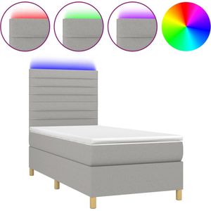 vidaXL-Boxspring-met-matras-en-LED-stof-lichtgrijs-80x200-cm