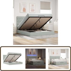 vidaXL Ottoman bed met matrassen en LED's 180x200cm fluweel lichtgrijs