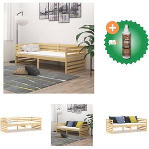 vidaXL Bedbank massief grenenhout 90x200 cm - Bed - Inclusief Houtreiniger en verfrisser