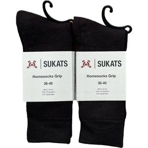 Sukats® Huissokken - Antislip sokken - Gripsokken - Bedsokken Dames - ABS - Met Grip - 2 Paar - Maat 36-40 - Zwart - Meerdere Maten en Varianten