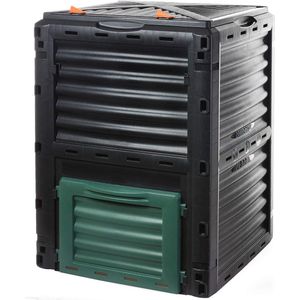 Snelcompostbak 300 liter met klapdeksel van gerecycled kunststof voor tuin- en keukenafval