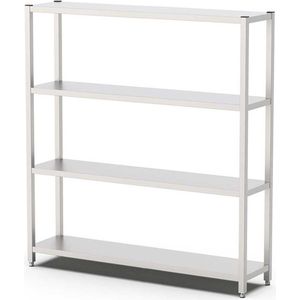 HCB® - Opbergrek metaal - stellingkast - RVS / INOX keuken stelling - Metalen wandrek - 40x160x180 cm (DxBxH) - 50 kg - 1102