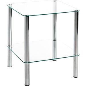 Meubels, tafeltje, verchroomd, planken gemaakt van veiligheidsglas in verschillende versies meubels, bijzettafeltje, verchroomd, planken gemaakt van veiligheidsglas in verschillende uitvoeringen