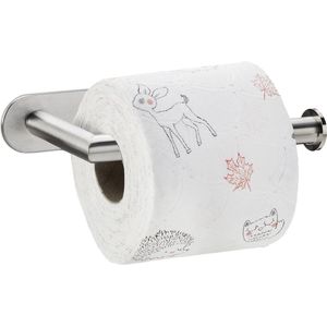 Relaxdays toiletrolhouder zonder boren - wc rolhouder zelfklevend - geborsteld rvs