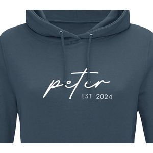 Hoodie heren met capuchon - Sweater heren capuchon - Peter cadeau - Cadeau peter - Cadeau voor peter - Peter est 2024 - Blauwgrijs XL