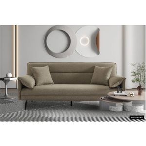 Slaapbank Sivas Beige , voor 3 personen, Eucalyptushouten frame, koudschuim matras